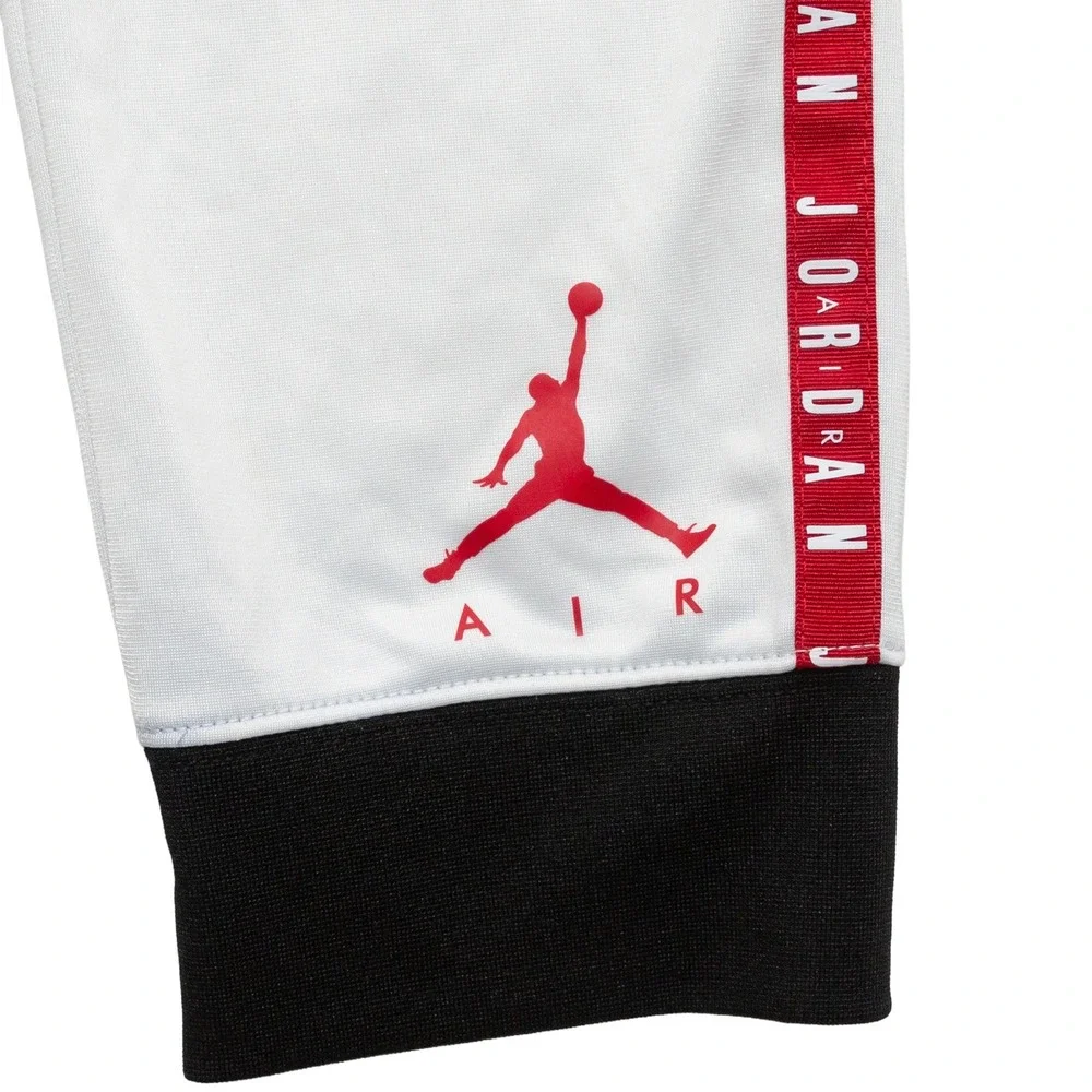 Jordan Track Pants Boys Sz L 12-13Y Black White Red Excellent Side Tape Joggers